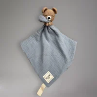 Tutdoek gehaakt beertje - Bruin/blauw