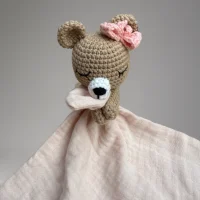 Tutdoek gehaakt beertje - Roze