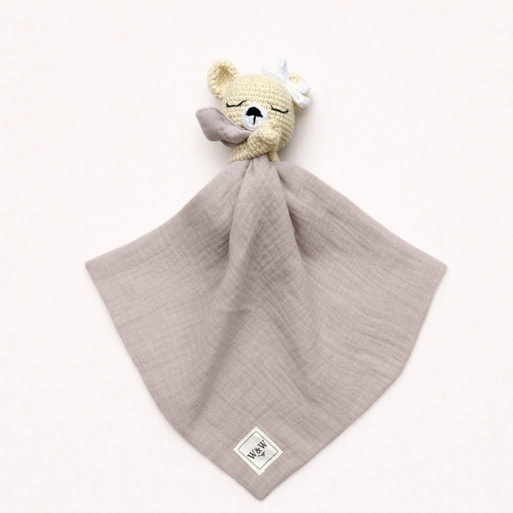 Tutdoek beertje met strik beige