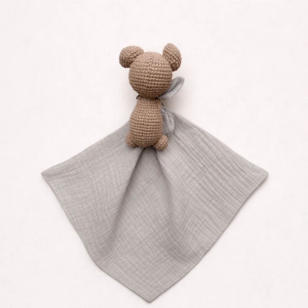 Tutdoek gehaakt beertje beige