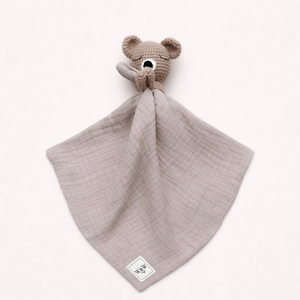 Tutdoek gehaakt beertje beige