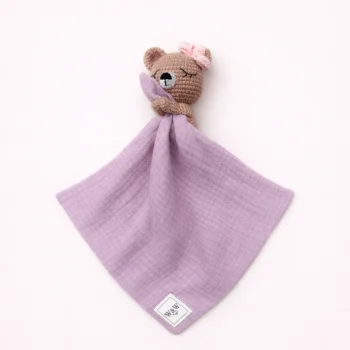 Tutdoek gehaakt beertje oudroze