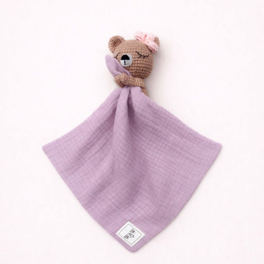 Tutdoek gehaakt beertje oudroze