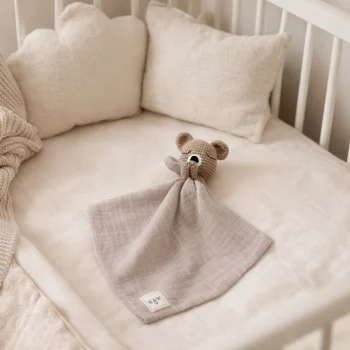 Knuffeldoek gehaakt beertje - Bruin-beige